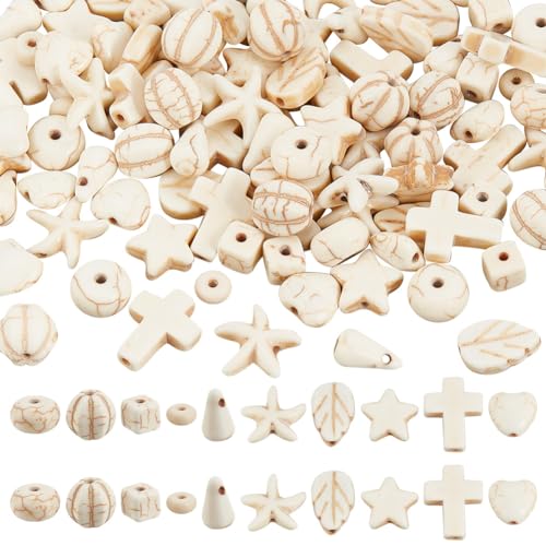 GOMAKERER 100 Stück 10 Stile Weiße Türkisfarbene Perlen, Natursteinperlen, Edelsteinperlen, Kreuz, Stern, Seestern, Tropfenform, Blätter, Herz, Runde Kugel, Würfelperle Für Heimwerker GOMAKERER 100 Stück 10 Stile Weiße Türkisfarbene Perlen, Natursteinperlen, Edelsteinperlen, Kreuz, Stern, Seestern, Tropfenform, Blätter, Herz, Runde Kugel, Würfelperle Für Heimwerker von GOMAKERER