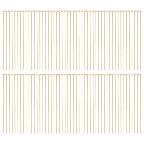GOMAKERER 100 Stück Echte 14K Vergoldete Kugelkopfstifte, Messingdrahtnadel-Kopfnadeln 24 Gauge Satin Pins Schmuckherstellung Zubehör Für Die Herstellung von DIY Handarbeit von GOMAKERER