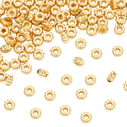 GOMAKERER 100 Stück Messingperlen, 18K Vergoldete Runde Perle, 4mm Flache Runde Abstandsperlen Rondell-Messingperlen Glatte Metallperle Für DIY-Schmuckherstellung, Basteln GOMAKERER 100 Stück Messingperlen, 18K Vergoldete Runde Perle, 4mm Flache Runde Abstandsperlen Rondell-Messingperlen Glatte Metallperle Für DIY-Schmuckherstellung, Basteln von GOMAKERER