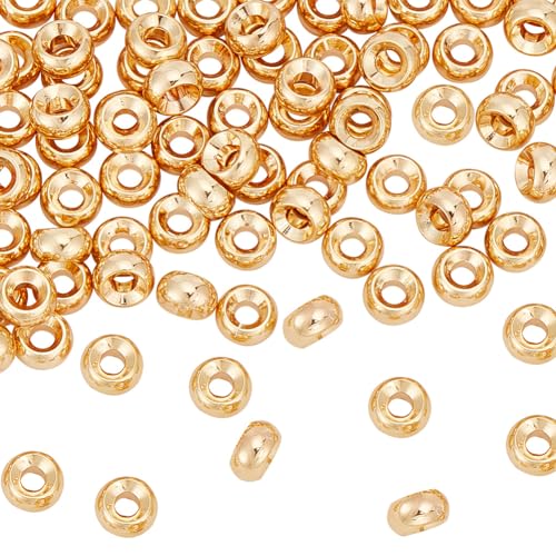 GOMAKERER 100 Stück Messingperlen, 5mm 18K Vergoldete Runde Perle Flache Runde Abstandsperlen Rondell-Messingperlen Glatte Metallperle Für DIY-Schmuckherstellung Bastelnm GOMAKERER 100 Stück Messingperlen, 5mm 18K Vergoldete Runde Perle Flache Runde Abstandsperlen Rondell-Messingperlen Glatte Metallperle Für DIY-Schmuckherstellung Bastelnm von GOMAKERER