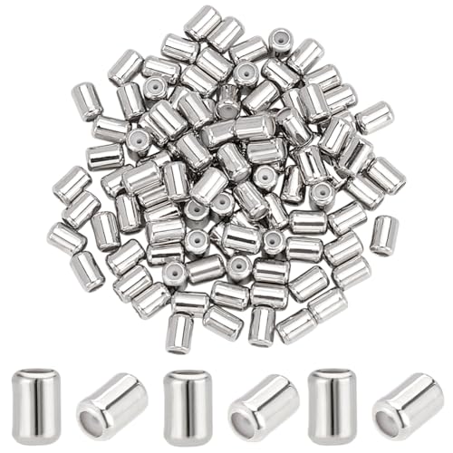 GOMAKERER 100 Stück Säulenstopperperlen 6mm Verstellbare Schiebeperlen Messing Gummiperlen Runde Perlen Einsatz Gummistopper Positionierungs Abstandsperlen Für Schmuckherstellung Loch: 1.4m von GOMAKERER