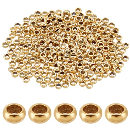 GOMAKERER 1000 Stück Runde Quetschperlen, 316 chirurgische Edelstahl-Abstandsperlen Echte 18K-Vergoldete Lose Perlen Kleine Perlen Für Ohrringe, Armbänder, Halsketten, DIY-Schmuckherstellung GOMAKERER 1000 Stück Runde Quetschperlen, 316 chirurgische Edelstahl-Abstandsperlen Echte 18K-Vergoldete Lose Perlen Kleine Perlen Für Ohrringe, Armbänder, Halsketten, DIY-Schmuckherstellung von GOMAKERER