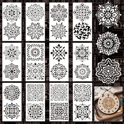 GOMAKERER 12 Blatt Mandela Malschablonen, 24 Stil Mandela Punkt Zeichenvorlagen Wiederverwendbare Geometrische Randschablone Zum Malen Auf Wandholz Heimdekoration GOMAKERER 12 Blatt Mandela Malschablonen, 24 Stil Mandela Punkt Zeichenvorlagen Wiederverwendbare Geometrische Randschablone Zum Malen Auf Wandholz Heimdekoration von GOMAKERER