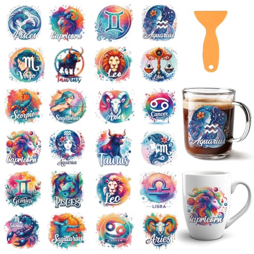 GOMAKERER 12 Blatt UV DTF Cup Wraps, Bunte Constellation UV DTF Cup Wraps Für 16 oz Glas Wasserdichte UVDTF Cups Wrap Transferaufkleber Für DIY Flaschen Milchteetassen Trinken Laptop Handyhülle von GOMAKERER