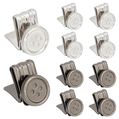 GOMAKERER 12 Stück 2 Farben Legierungs-Hosenträgerknöpfe, Bewegliche Hosenträger-Endklammern Ohne Knopf Zum Nähen Für Hosen Hosenträger Hüte Jeans Ersatz (Schwarz-Platin) von GOMAKERER