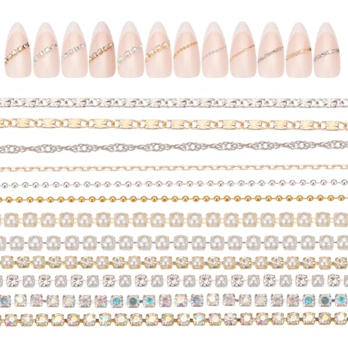GOMAKERER 12 Stück Nagelketten In 3 Ausführungen, Legierung Nagel Strass Ketten Imitation Perle Ketten Nail Art Dekoration Für Frauen DIY Maniküre Tipps Dekor Schmuck Machen GOMAKERER 12 Stück Nagelketten In 3 Ausführungen, Legierung Nagel Strass Ketten Imitation Perle Ketten Nail Art Dekoration Für Frauen DIY Maniküre Tipps Dekor Schmuck Machen von GOMAKERER