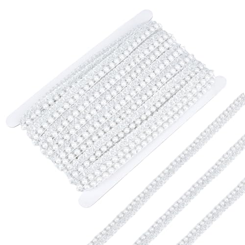 GOMAKERER 12 Yards Perlenbesatz Mit Perlenborte 15mm Breiter Stoff Gewebt Stickerei Spitzenband Silberfaden Dekorative Fransenbesätze Für Heimwerkerarbeiten Hochzeit Kostüm Kleid Party von GOMAKERER