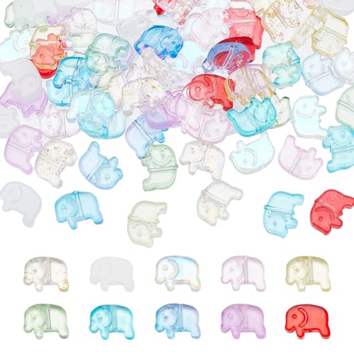 GOMAKERER 120 Stück 10 Farben Elefanten-Glasperlen, Gemischte Farben Transparente Glasperlen Niedliche Tierperlen, Regenbogenfarben Lose Abstandsperlen Klare Perlen Für Schmuckherstellung, Basteln GOMAKERER 120 Stück 10 Farben Elefanten-Glasperlen, Gemischte Farben Transparente Glasperlen Niedliche Tierperlen, Regenbogenfarben Lose Abstandsperlen Klare Perlen Für Schmuckherstellung, Basteln von GOMAKERER