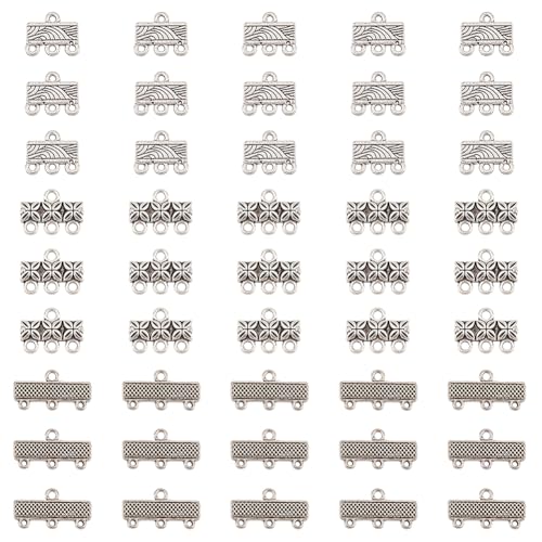 GOMAKERER 120 Stück 3 Stile Mehrsträngige Rohrverschlüsse Aus Legierung, 3 Loop Halsketten Schichtverschluss Mehrere Stränge Schieberohr Verschlussverbinder Für Mehrlagige Halskettenschmuck von GOMAKERER