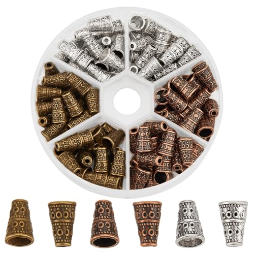 GOMAKERER 120 Stück Kegelförmige Perlenkappen Tibetischen 3 Farben, Kegelförmige Perlen Aus Legierung Blumenperlenkappen Perlenkegel Vintage Blumenmuster Zubehör Für Herstellung Halsketten 23x19x9mm GOMAKERER 120 Stück Kegelförmige Perlenkappen Tibetischen 3 Farben, Kegelförmige Perlen Aus Legierung Blumenperlenkappen Perlenkegel Vintage Blumenmuster Zubehör Für Herstellung Halsketten 23x19x9mm von GOMAKERER