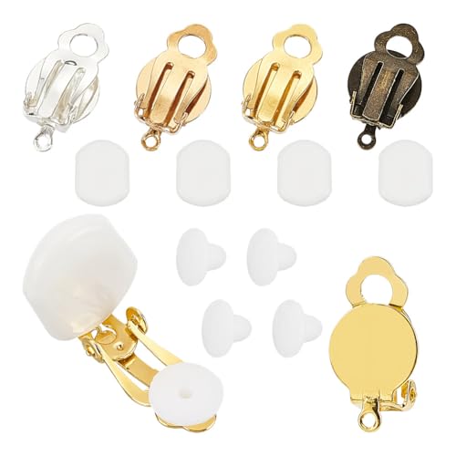 GOMAKERER 120 Stück Ohrclip Konverter 4 Farben, Komponenten Für Ohrringe Aus Eisen Ohne Ohrloch Runde Ohrringclips Mit Flacher Rückseite Und Silikon Ohrringpolstern Zur Herstellung von Ohrringen GOMAKERER 120 Stück Ohrclip Konverter 4 Farben, Komponenten Für Ohrringe Aus Eisen Ohne Ohrloch Runde Ohrringclips Mit Flacher Rückseite Und Silikon Ohrringpolstern Zur Herstellung von Ohrringen von GOMAKERER