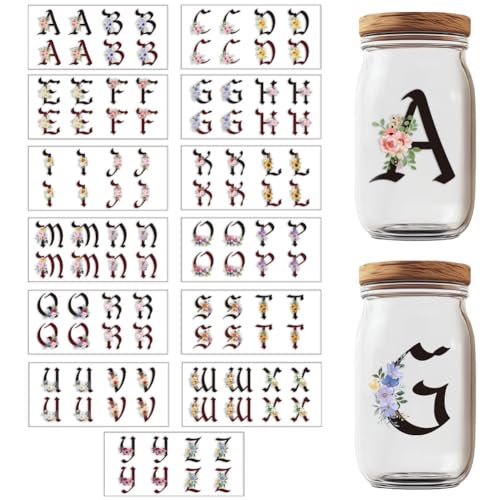 GOMAKERER 13 Blatt Selbstklebender Buchstabenaufkleber, Tassenaufkleber Bunte Buchstabenaufkleber Wasserfest Für Glasbecher DIY Transfers Blumenalphabet Aufkleber Für Lesezeichen Becher Glas Möbel GOMAKERER 13 Blatt Selbstklebender Buchstabenaufkleber, Tassenaufkleber Bunte Buchstabenaufkleber Wasserfest Für Glasbecher DIY Transfers Blumenalphabet Aufkleber Für Lesezeichen Becher Glas Möbel von GOMAKERER