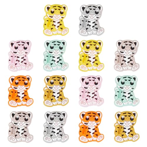 GOMAKERER 14 Stück Tiger-Silikon-Fokalperlen In 7 Farben, Niedliche Silikonperlen In Tierform Gummiperlen Für Perlenstifte, Kaychain-Halsketten, Schmuckherstellung, Kunsthandwerk GOMAKERER 14 Stück Tiger-Silikon-Fokalperlen In 7 Farben, Niedliche Silikonperlen In Tierform Gummiperlen Für Perlenstifte, Kaychain-Halsketten, Schmuckherstellung, Kunsthandwerk von GOMAKERER