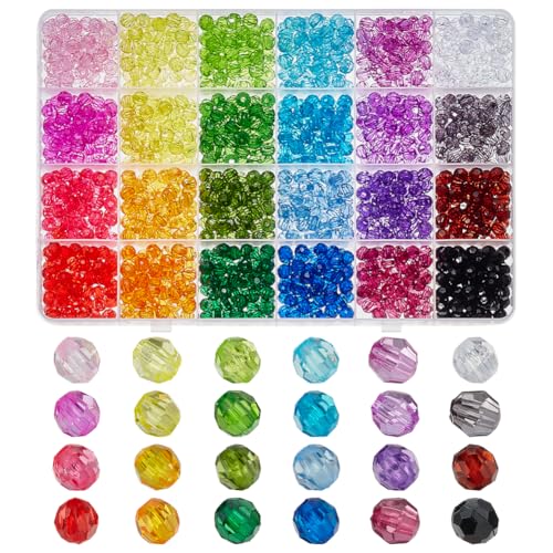 GOMAKERER 1440 Stück 24 Farben Kristallperlen Zur Schmuckherstellung 6mm Facettierte Acrylperlen Für Armbänder Transparente Rondelle Edelsteinperlen Lose Abstandsperlen Für Herstellung Schmuck von GOMAKERER
