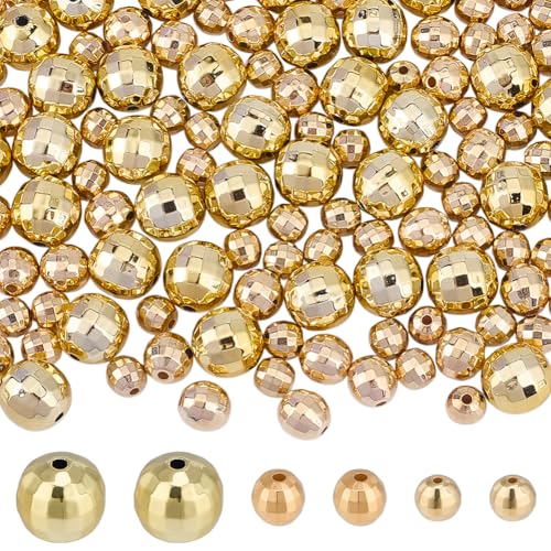 GOMAKERER 150 Stücke Runde Perlen Kugelperlen Reflektierende Funkelnde Spiegelkugel Diskoperlen Charms Kleine Goldene Lose Perlen Für Armbänder Schmuckherstellung Ohrringe Halsketten von GOMAKERER