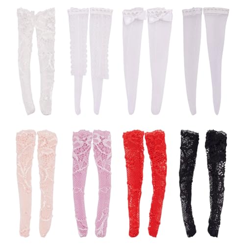 GOMAKERER 8 Paar 8 Stile Puppensocken, Stoffpuppe Spitze Lange Socken Mini Action Figur Socken Puppe Zubehör für BJD DIY Puppe Kleidung GOMAKERER 8 Paar 8 Stile Puppensocken, Stoffpuppe Spitze Lange Socken Mini Action Figur Socken Puppe Zubehör für BJD DIY Puppe Kleidung von GOMAKERER