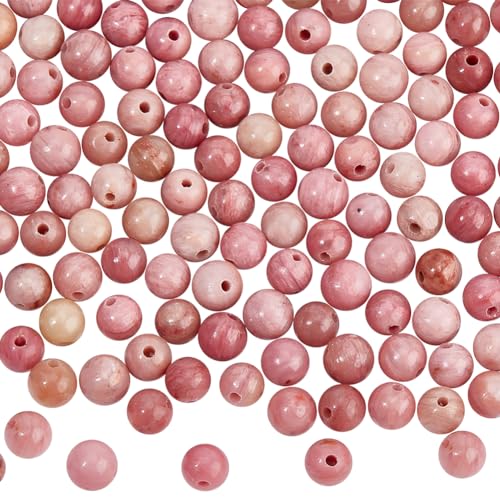 GOMAKERER 172 Stück Natürliche Rhodonit-Perlen, Runde Kugelperlen Glatte Edelsteinperle Rosa Steinperlen 4mm Abstandshalter Lose Perle Zum Basteln von Schmuck von GOMAKERER