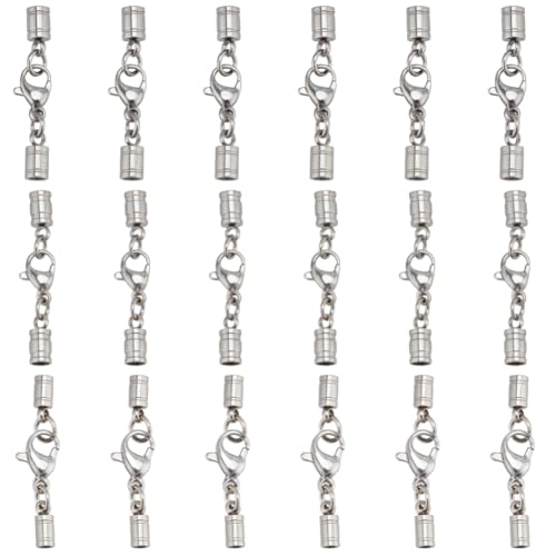 GOMAKERER 18 Set Endkappen Für Lederkordeln, Endkappen Für Crimpkordeln Aus Edelstahl Mit Karabinerverschluss Endspitze Mit Schlaufenring Anschluss Für Heimwerker Basteln Schmuck Armbänder Fußkettchen GOMAKERER 18 Set Endkappen Für Lederkordeln, Endkappen Für Crimpkordeln Aus Edelstahl Mit Karabinerverschluss Endspitze Mit Schlaufenring Anschluss Für Heimwerker Basteln Schmuck Armbänder Fußkettchen von GOMAKERER