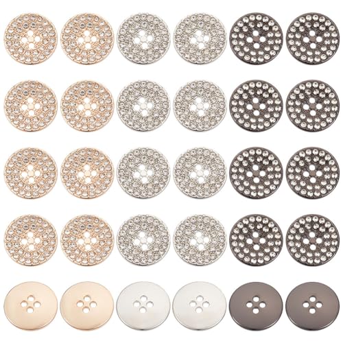 GOMAKERER 18 Stück 3 Farben Legierungs-Strassknöpfe 18mm, Runde Kleidung Annähen Knöpfe Mit Kristallverzierungen Häkel- Und Strickzubehör Für Dekoration Und Heimwerken GOMAKERER 18 Stück 3 Farben Legierungs-Strassknöpfe 18mm, Runde Kleidung Annähen Knöpfe Mit Kristallverzierungen Häkel- Und Strickzubehör Für Dekoration Und Heimwerken von GOMAKERER