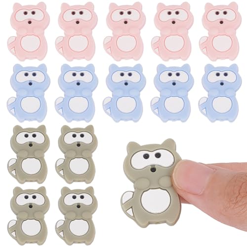 GOMAKERER 18 Stück Tier-Silikonperlen, 3 Farben Waschbär-Silikonperlen, Kreative Cartoon-Silikonperlen Für Schmuckherstellung, Armbänder, Halskette, Schlüsselanhänger, Stiftperlen, Zubehör GOMAKERER 18 Stück Tier-Silikonperlen, 3 Farben Waschbär-Silikonperlen, Kreative Cartoon-Silikonperlen Für Schmuckherstellung, Armbänder, Halskette, Schlüsselanhänger, Stiftperlen, Zubehör von GOMAKERER