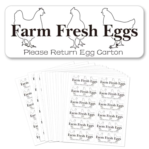 GOMAKERER 180 Stück Farm-Frischeier-Aufkleber, 2,5 x 6,7 cm, ungewaschene Eierkarton-Etiketten, PET, selbstklebende Eierverpackungsaufkleber für Eierverpackung, Karton, Bauernhofbedarf von GOMAKERER