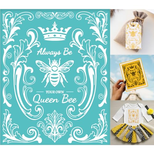 GOMAKERER 2 Blatt Queen BEE Siebdruckschablone Malschablonen Im Europäischen Stil Wiederverwendbar Selbstklebend Siebdruck Für Wandbordüren Holz Stoff Heim Basteln Dekor von GOMAKERER