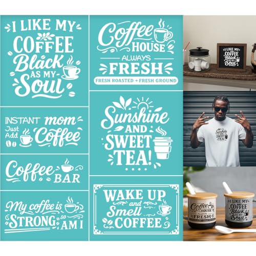 GOMAKERER 2 Blatt Siebdruckschablone Mit Kaffee Slogan Wiederverwendbare Netzschablone Für Die Bauernküche Selbstklebend Siebdruck Für Wandbordüren Holz Stoff Heimhandwerk Dekoration GOMAKERER 2 Blatt Siebdruckschablone Mit Kaffee Slogan Wiederverwendbare Netzschablone Für Die Bauernküche Selbstklebend Siebdruck Für Wandbordüren Holz Stoff Heimhandwerk Dekoration von GOMAKERER