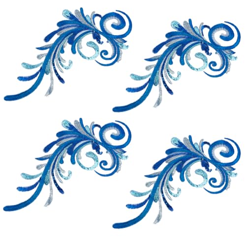 GOMAKERER 2 Paar Pailletten Stickerei Spitzenstoff Applikation Blaue Stickerei Pailletten Spitzen Patches Zum Aufnähen Applikationen Für Hochzeitskleider Kleidung Kleider Hüte Jeans Nähapplikationen von GOMAKERER