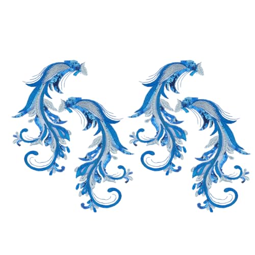 GOMAKERER 2 Paar Pailletten Stickerei Spitzenstoff Applikation Blaue Stickerei Pailletten Spitzen Patches Zum Aufnähen Applikationen Für Hochzeitskleider Kleidung Kleider Hüte Jeans Nähapplikationen von GOMAKERER