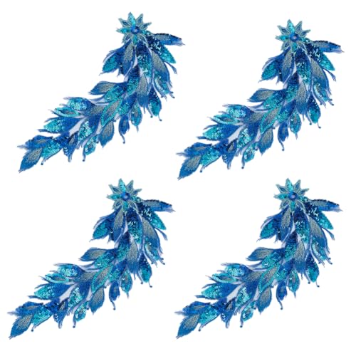GOMAKERER 2 Paar Pailletten Stickerei Spitzenstoff Applikation Blaue Stickerei Pailletten Spitzen Patches Zum Aufnähen Applikationen Für Hochzeitskleider Kleidung Kleider Hüte Jeans Nähapplikationen von GOMAKERER