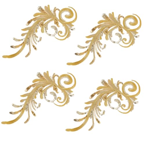 GOMAKERER 2 Paar Pailletten Stickerei Spitzenstoff Applikation Goldruten Stickerei Pailletten Spitzen Flicken Zum Aufnähen Applikationen Für Hochzeitskleider Kleidung Hüte Jeans Nähapplikationen von GOMAKERER