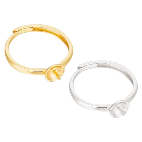 GOMAKERER 2 Stück 2 Farben Ringbasen Aus Sterlingsilber, Verstellbare, Offene Manschettenringfassungen, Gemischte Farbringe, Blanko Fingerringzubehör Für Die Perlenherstellung, Schmuckherstellung GOMAKERER 2 Stück 2 Farben Ringbasen Aus Sterlingsilber, Verstellbare, Offene Manschettenringfassungen, Gemischte Farbringe, Blanko Fingerringzubehör Für Die Perlenherstellung, Schmuckherstellung von GOMAKERER