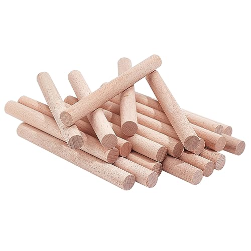 GOMAKERER 20 Stück Holz-Bastelstäbchen, Unvollendete Runde Holzstäbe, Buchenholz-Dübelstäbe, Massivholzstab Zum Stricken von Wandteppichen, DIY-Handwerk, Haus- Und Gartendekoration von GOMAKERER