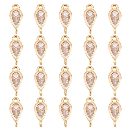 GOMAKERER 20 Stück Messing Zirkonia Verbindungsstücke Hellgoldene Verbindungsglieder In Tropfenform Echte 18 Karat Vergoldete Kristallglas Anhänger Mit Messingschlaufen Für Herstellung Halsketten GOMAKERER 20 Stück Messing Zirkonia Verbindungsstücke Hellgoldene Verbindungsglieder In Tropfenform Echte 18 Karat Vergoldete Kristallglas Anhänger Mit Messingschlaufen Für Herstellung Halsketten von GOMAKERER