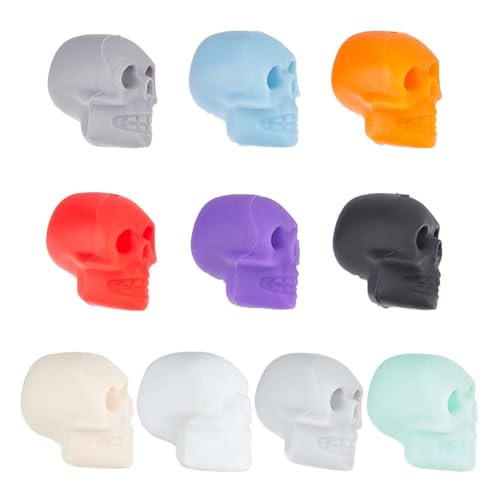 GOMAKERER 20 Stück Silikon-Fokalperlen In 10 Farben, Totenkopf-Silikonperlen Halloween-Thema Gummiperlen Lose Abstandsperlen Für Perlenstifte, Kaychain-Halsketten, Schmuckherstellung, Kunsthandwerk GOMAKERER 20 Stück Silikon-Fokalperlen In 10 Farben, Totenkopf-Silikonperlen Halloween-Thema Gummiperlen Lose Abstandsperlen Für Perlenstifte, Kaychain-Halsketten, Schmuckherstellung, Kunsthandwerk von GOMAKERER