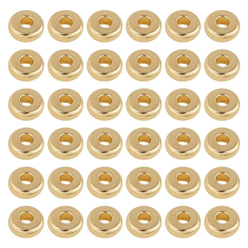 GOMAKERER 200 Stück Messing-Scheibenperlen, 6x2mm Goldene Rondellperlen Flache Runde Perlen Heishi-Perlen Aus Metall Lose Abstandsperlen Für Schmuckherstellung, Halsketten Ohrringzubehör GOMAKERER 200 Stück Messing-Scheibenperlen, 6x2mm Goldene Rondellperlen Flache Runde Perlen Heishi-Perlen Aus Metall Lose Abstandsperlen Für Schmuckherstellung, Halsketten Ohrringzubehör von GOMAKERER