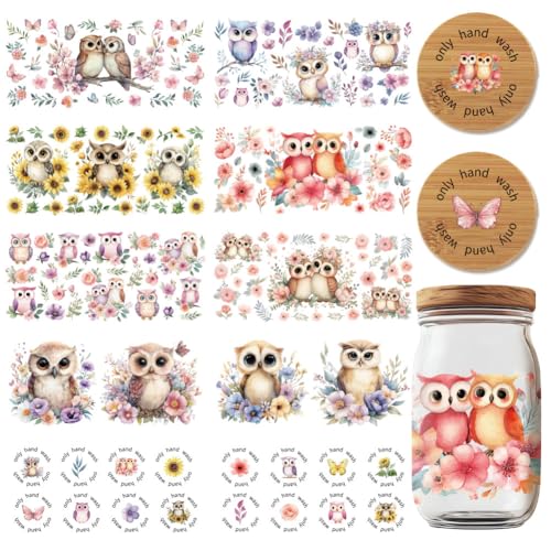 GOMAKERER 26 Stück UV DTF Cup Wraps Becherfolien Süße Eulen UV DTF Rub On Transfer Sticker Wasserfest Transfer Sticker Aufkleber Für 16OZ Glas Tassen Teller GOMAKERER 26 Stück UV DTF Cup Wraps Becherfolien Süße Eulen UV DTF Rub On Transfer Sticker Wasserfest Transfer Sticker Aufkleber Für 16OZ Glas Tassen Teller von GOMAKERER