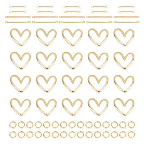 GOMAKERER 3 Styles Finding Kit Zur Schmuckherstellung, 20 Stück Herz-Messing-Verbindungsringe, 20 Stück Messing-Verbindungsstücke Und 30 Stück Messing-Öffnungsringe Für DIY-Bastelzubehör GOMAKERER 3 Styles Finding Kit Zur Schmuckherstellung, 20 Stück Herz-Messing-Verbindungsringe, 20 Stück Messing-Verbindungsstücke Und 30 Stück Messing-Öffnungsringe Für DIY-Bastelzubehör von GOMAKERER