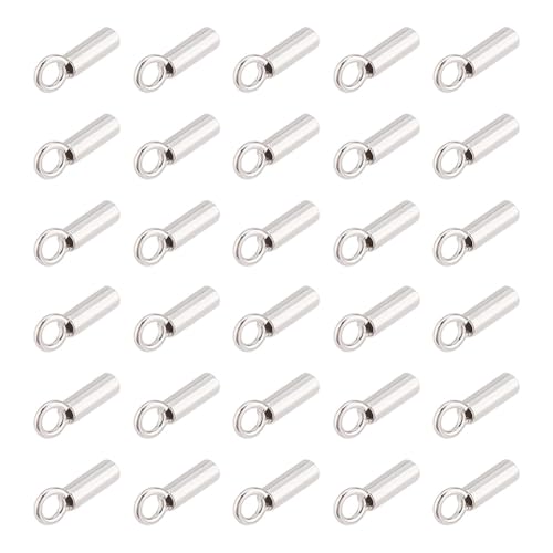 GOMAKERER 30 Stk. 925 Sterling Silber Endkappen Fass Mit Öse Endkappe Für Kordel Aus Platin Zum Einkleben von Endkappen Röhren Laufschlaufe Verschluss Für Perlenschnur Drahtfaden Schmuckherstellung GOMAKERER 30 Stk. 925 Sterling Silber Endkappen Fass Mit Öse Endkappe Für Kordel Aus Platin Zum Einkleben von Endkappen Röhren Laufschlaufe Verschluss Für Perlenschnur Drahtfaden Schmuckherstellung von GOMAKERER