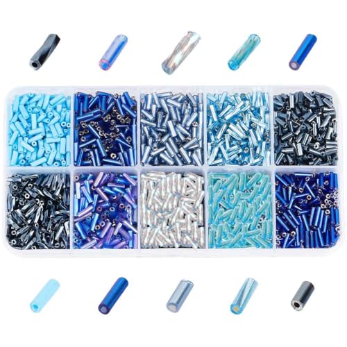 GOMAKERER 3000 Stück 10 Farben Glasperlen, Schraubenförmige Trompetenperlen Langes Rohr Lose Abstandshalter Transparente Perlen Blaue Klare Perlen Für Die DIY-Schmuckherstellung GOMAKERER 3000 Stück 10 Farben Glasperlen, Schraubenförmige Trompetenperlen Langes Rohr Lose Abstandshalter Transparente Perlen Blaue Klare Perlen Für Die DIY-Schmuckherstellung von GOMAKERER