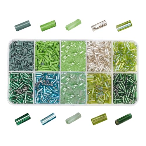 GOMAKERER 3000 Stück 10 Farben Glasperlen, Schraubenförmige Trompetenperlen Langes Rohr Perlen Lose Abstandshalter Grüne Transparente Perlen Für Die DIY-Schmuckherstellung GOMAKERER 3000 Stück 10 Farben Glasperlen, Schraubenförmige Trompetenperlen Langes Rohr Perlen Lose Abstandshalter Grüne Transparente Perlen Für Die DIY-Schmuckherstellung von GOMAKERER