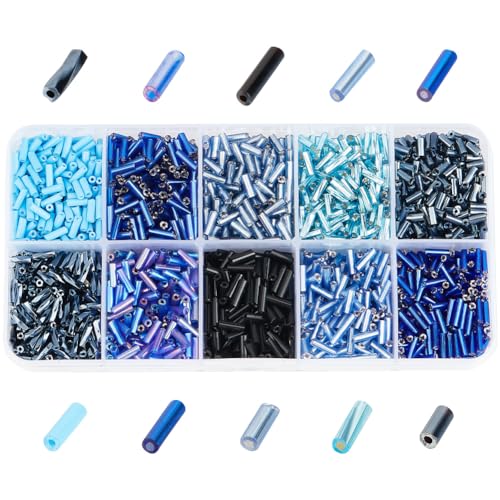 GOMAKERER 3000 Stück 10 Farben Glasstiftperlen, gemischte Farben, schraubenförmige Stiftperlen, lange Röhre, Samenperlen, lose Abstandshalter, transparente Perlen, blau, klare Perle für DIY Handwerk GOMAKERER 3000 Stück 10 Farben Glasstiftperlen, gemischte Farben, schraubenförmige Stiftperlen, lange Röhre, Samenperlen, lose Abstandshalter, transparente Perlen, blau, klare Perle für DIY Handwerk von GOMAKERER