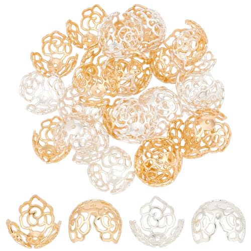 GOMAKERER 32 Stück Perlenkappen Messing Blumen 2 Farben, Echte 18K Vergoldete Perlenkappen 3 Blättrige Florale Spacer Perlen Goldene Splitter Durchbrochene Perlen Zur Schmuckherstellung Bohrung: 1.4mm GOMAKERER 32 Stück Perlenkappen Messing Blumen 2 Farben, Echte 18K Vergoldete Perlenkappen 3 Blättrige Florale Spacer Perlen Goldene Splitter Durchbrochene Perlen Zur Schmuckherstellung Bohrung: 1.4mm von GOMAKERER