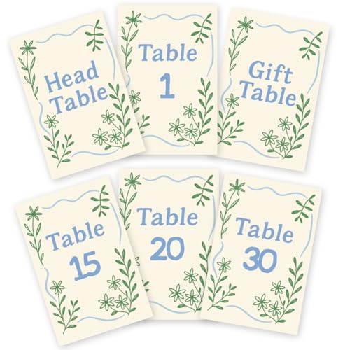 GOMAKERER 32 Stück Tischnummernkarten für Hochzeiten, 1–30 Linien, Blätter, doppelseitig, Hochzeitstischnummern, Schilder mit Kopf und Geschenk-Tischkarte, Party-Mittelstück für Geburtstag, Braut GOMAKERER 32 Stück Tischnummernkarten für Hochzeiten, 1–30 Linien, Blätter, doppelseitig, Hochzeitstischnummern, Schilder mit Kopf und Geschenk-Tischkarte, Party-Mittelstück für Geburtstag, Braut von GOMAKERER