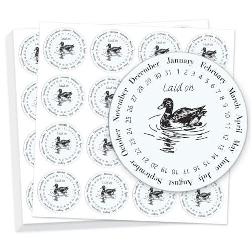 GOMAKERER 320 Stück Entenei Aufkleber Aufkleber Für Frische Eier Vom Bauernhof Runde Eieraufkleber Selbstklebende Eierverpackungsaufkleber Aus PET Für Kartonbehälter Landwirtschaftliche, 50.8mm von GOMAKERER