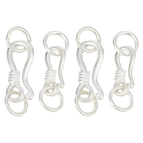GOMAKERER 4 Stück 2 Größen 925 Sterling Silber S-förmige Haken Verschlüsse mit offenen Ringen S-förmige Haken und Öse Verschluss Connector Schmuck DIY Findings für Armband Schmuck machen von GOMAKERER