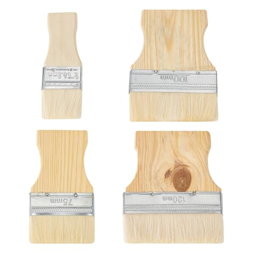 GOMAKERER 4 Stück Flachpinsel Set Breiter Pinsel Holzgriff Weiche Borsten Flacher Wandpinsel Künstler Malpinsel Set Schuppenpinsel Für Öl Und Acrylfarben GOMAKERER 4 Stück Flachpinsel Set Breiter Pinsel Holzgriff Weiche Borsten Flacher Wandpinsel Künstler Malpinsel Set Schuppenpinsel Für Öl Und Acrylfarben von GOMAKERER
