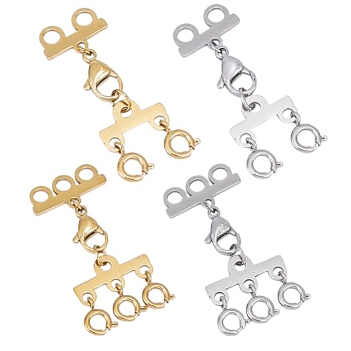 GOMAKERER 4 Stück Halsketten Schichtverschlüsse, 2 Farben Schmuck Verschlüsse Mit Mehreren Schichten Verbindungsstück 304 Kettengliedverschluss Aus Edelstahl Mehrere Halskettenverschlüsse Für Schmuck GOMAKERER 4 Stück Halsketten Schichtverschlüsse, 2 Farben Schmuck Verschlüsse Mit Mehreren Schichten Verbindungsstück 304 Kettengliedverschluss Aus Edelstahl Mehrere Halskettenverschlüsse Für Schmuck von GOMAKERER