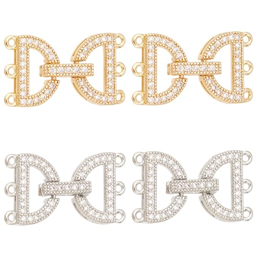 GOMAKERER 4 Stück Halsketten-Verschlüsse, 2 Farben, Messing, transparent, Zirkonia, Faltverschlüsse, Armbandverbinder-Verschlüsse für DIY-Armbänder, Halsketten, Schmuckherstellung GOMAKERER 4 Stück Halsketten-Verschlüsse, 2 Farben, Messing, transparent, Zirkonia, Faltverschlüsse, Armbandverbinder-Verschlüsse für DIY-Armbänder, Halsketten, Schmuckherstellung von GOMAKERER