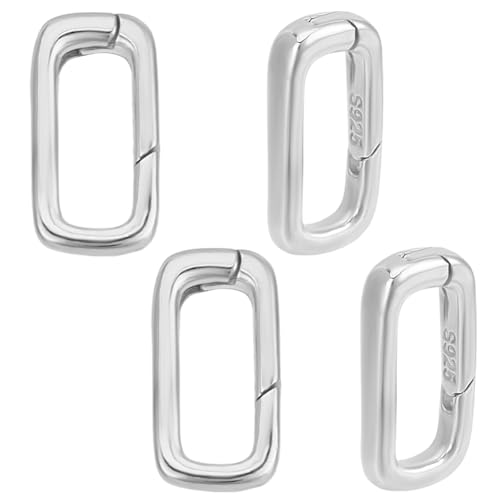 GOMAKERER 4 Stück Rhodiniert 925 O Ringe Für Abzugsfedern Aus Sterlingsilber 14x6x2mm Federtorringe Ovaler Karabinerhaken Schnappfeder Runder Schlüsselanhänger Für Taschen Geldbörsen Schultergurte von GOMAKERER